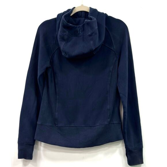 Lululemon Scuba Full Zip Hoodie Light Cotton Fleece Midnight Navy Size 6 - Picture 4 of 5